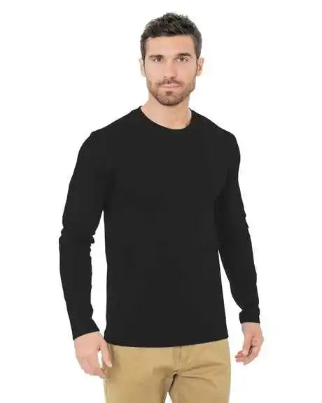 Bayside 9550 Unisex Fine Jersey Long Sleeve Crewneck T-shirt - Black