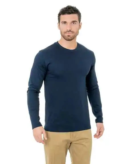 Bayside 9550 Unisex Fine Jersey Long Sleeve Crewneck T-shirt - Navy