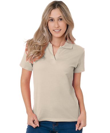 Bayside 1050B Women's USA-Made V-Neck Polo - 1050 - Sand