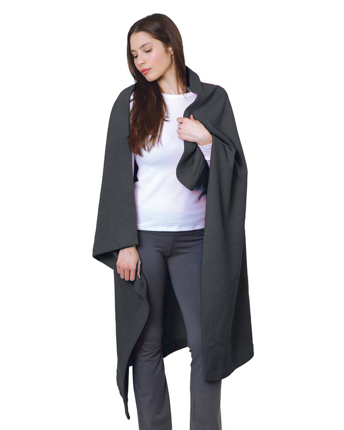 Bayside 9000B USA-Made Stadium Blanket Fleece - 9000 - Charcoal Heather