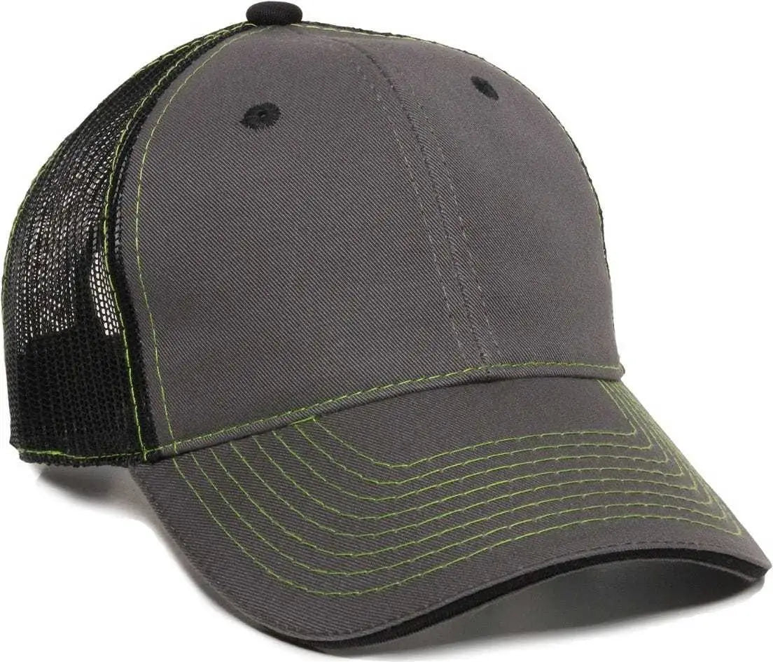 Oc Sports Gwt-101m Adjustable Mesh Back Cap - Charcoal Black - Dark Gray / 6 7/8’’ - 7 1/2’’