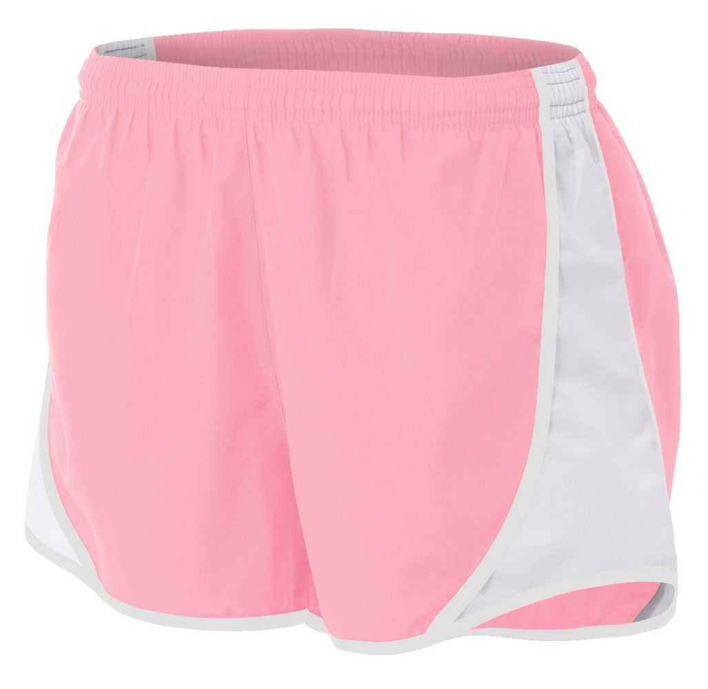 A4 NW5341 Womens 3&quot; Speed Short - Pink White - HIT a Double - 1