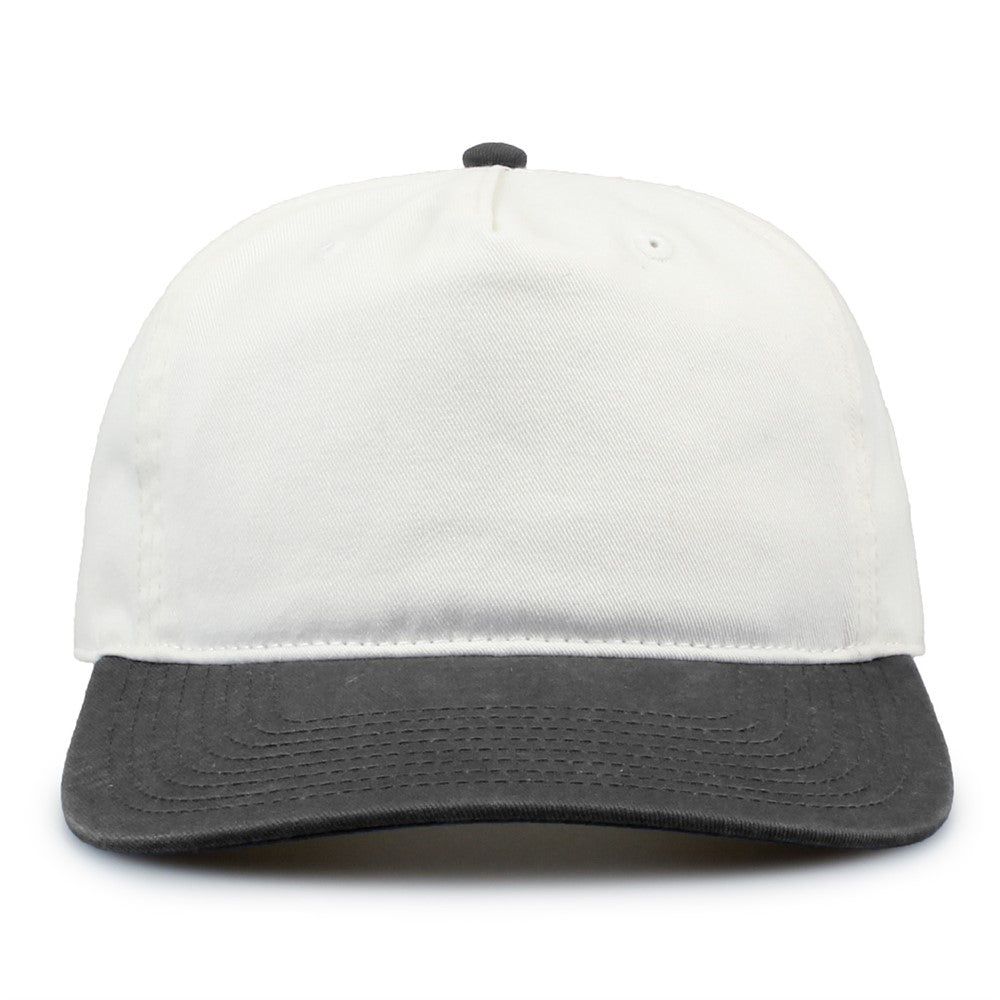 The Game GB523 Twill 5 Panel 2 Tone Cap - Ivory Charcoal