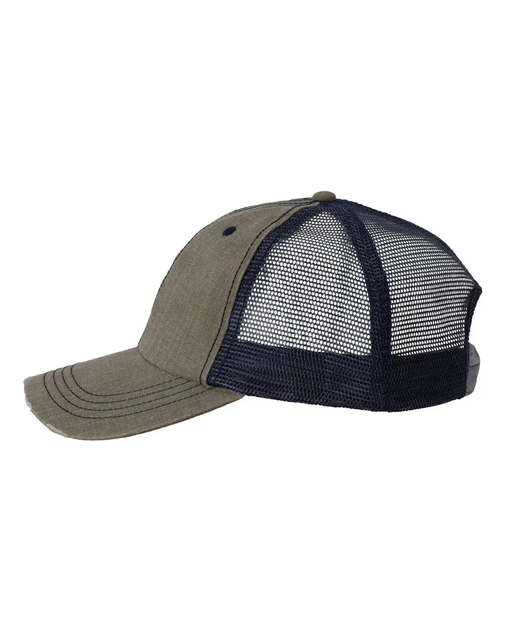 Valucap Vc990 Contrast Stitch Cap - Olive Green Navy - one Size Fits Most