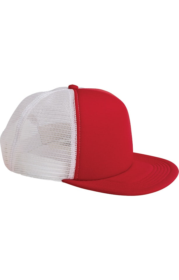 Big Accessories BX030 Foam Front Trucker Cap - Red  White