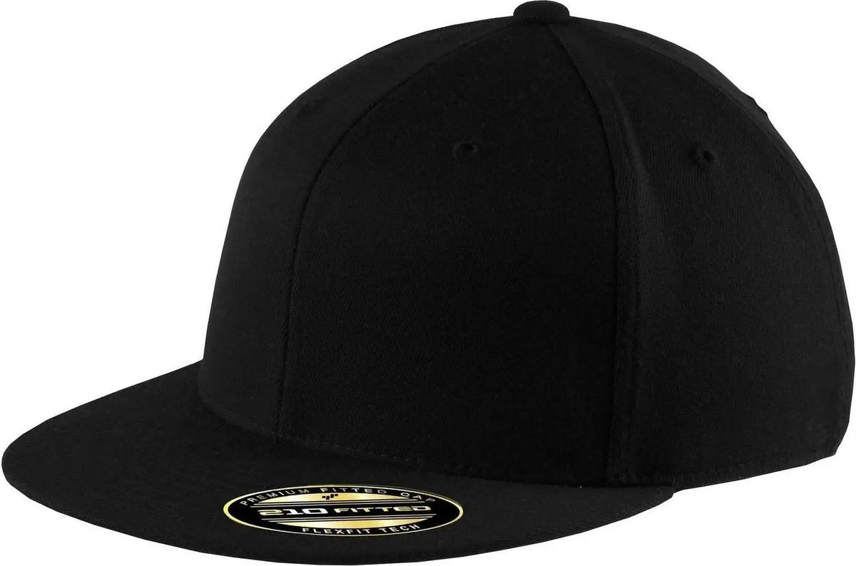 Port Authority C808 Flexfit 210 Flat Bill Cap - Black - 7’’ - 7 3/8’’
