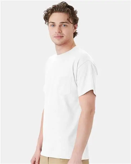 Hanes 5290p Essential-t Pocket T-shirt - White