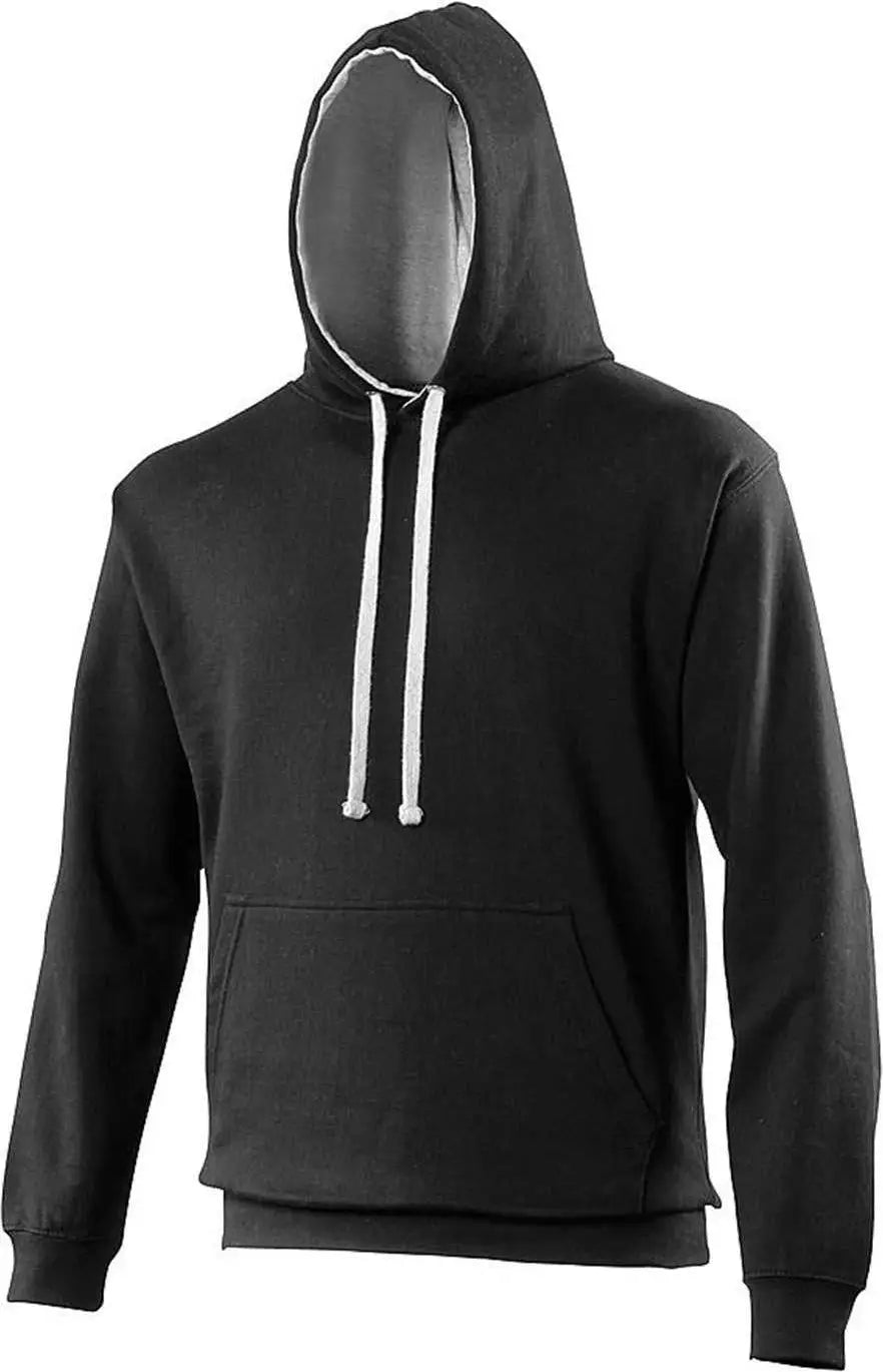 Just Hoods Jha003 Varsity Contrast Hoodie - Jet Black Heather Gray
