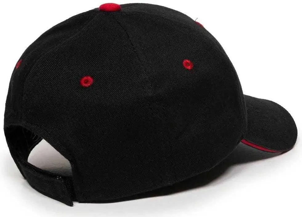 Oc Sports Gl-845 Contrasting Sandwich Button and Eyelet Cap - Black Red - 6 7/8’’ - 7 1/2’’