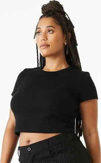 Bella + Canvas 1010 Women’s Micro Rib Baby Tee - Solid Black Blend