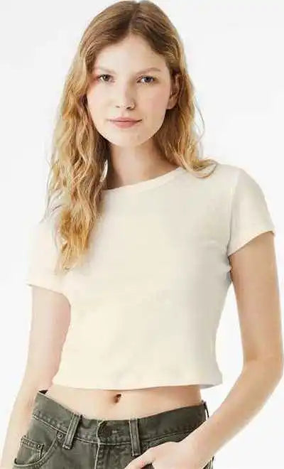 Bella + Canvas 1010 Women’s Micro Rib Baby Tee - Solid Natural Blend