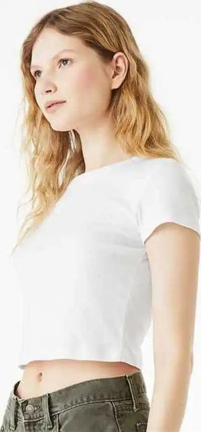 Bella + Canvas 1010 Women’s Micro Rib Baby Tee Solid White Blend