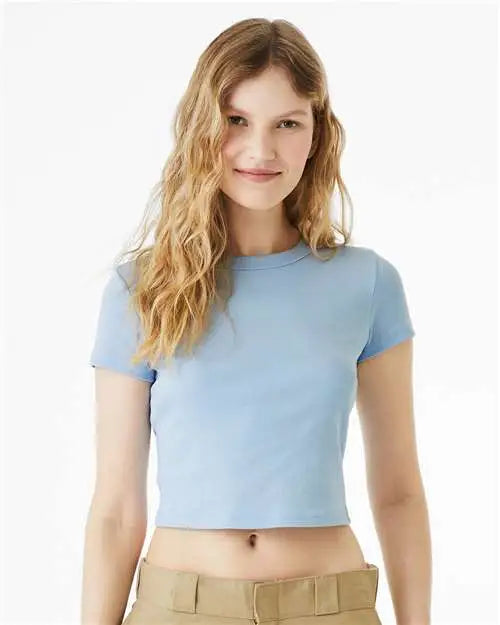 Bella + Canvas 1010c Women’s Micro Rib Baby Tee - 1010 - Solid Blue Blend