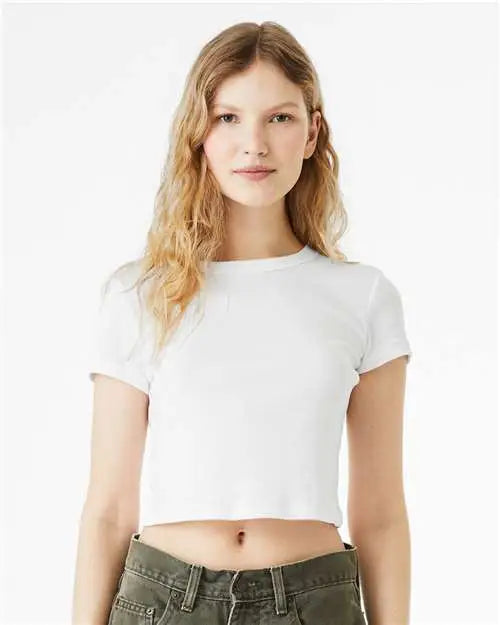 Bella + Canvas 1010c Women’s Micro Rib Baby Tee - 1010 - Solid White Blend