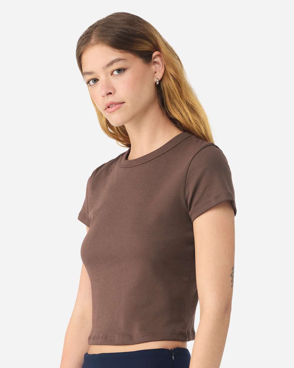 Bella + Canvas 1010c Women’s Micro Rib Baby Tee - Solid Cocoa Blend