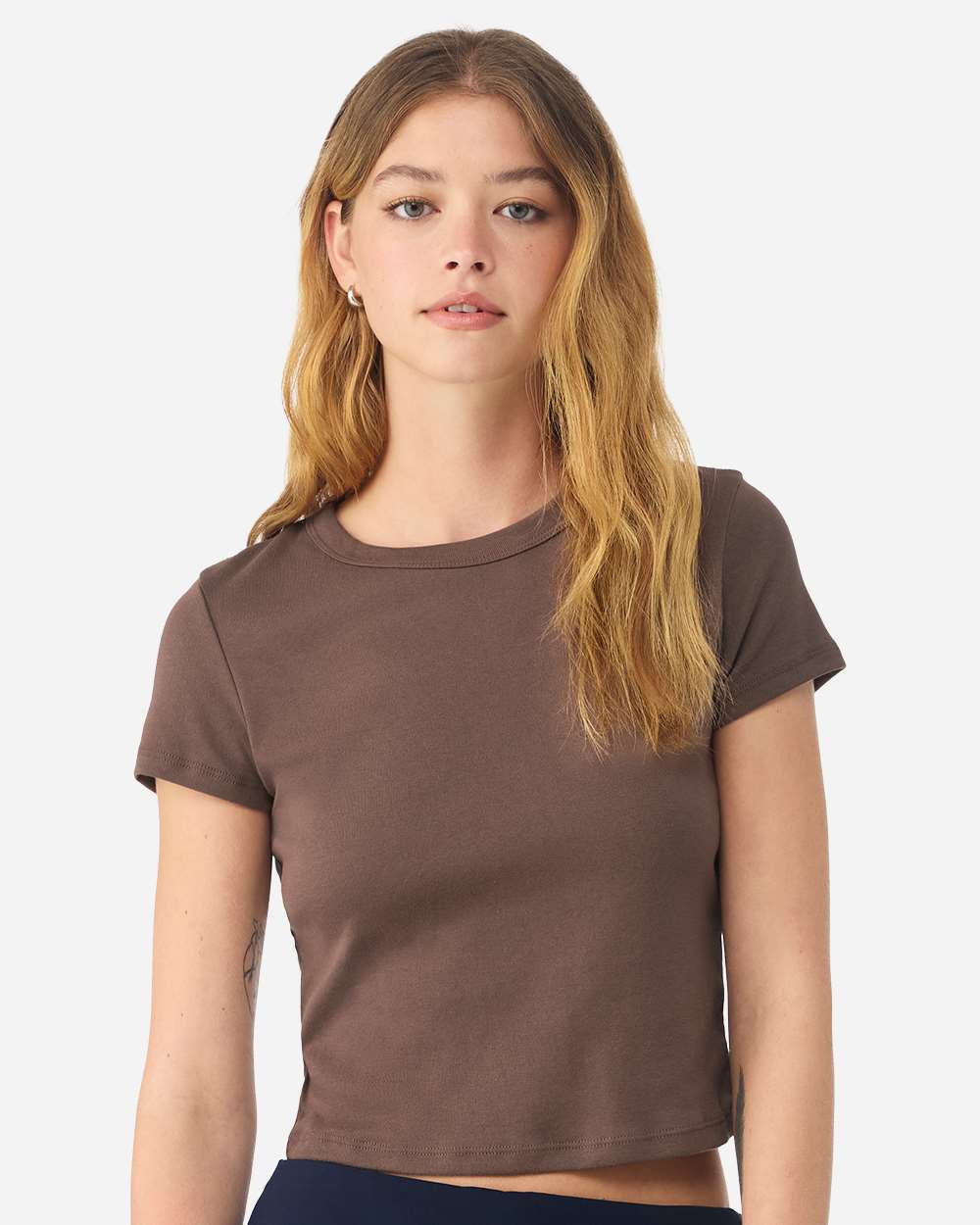 Bella + Canvas 1010c Women’s Micro Rib Baby Tee - Solid Cocoa Blend