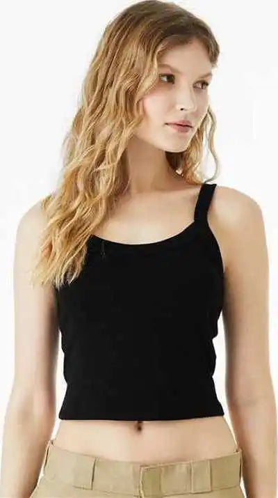 Bella + Canvas 1012 Women’s Micro Rib Spaghetti Strap Tank - Solid Black Blend