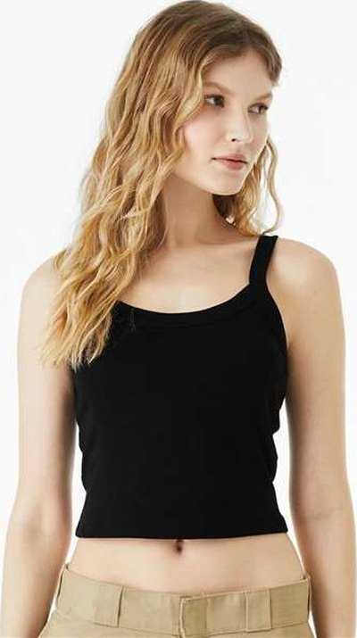 Bella + Canvas 1012 Women’s Micro Rib Spaghetti Strap Tank - Solid Black Blend