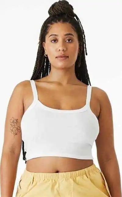 Bella + Canvas 1012 Women’s Micro Rib Spaghetti Strap Tank Solid White Blend