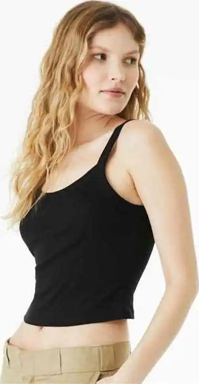 Bella + Canvas 1012 Women’s Micro Rib Spaghetti Strap Tank - Solid Black Blend
