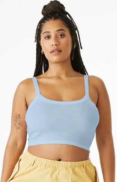 Bella + Canvas 1012c Women’s Micro Rib Spaghetti Strap Tank - 1012 - Solid Baby Blue Blend