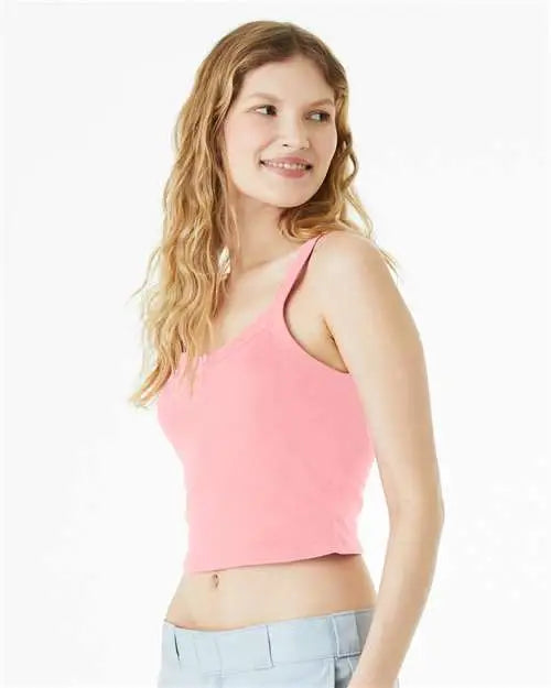 Bella + Canvas 1012c Women’s Micro Rib Spaghetti Strap Tank - 1012 - Solid Pink Blend