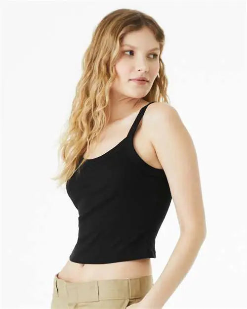 Bella + Canvas 1012c Women’s Micro Rib Spaghetti Strap Tank - 1012 - Solid Black Blend