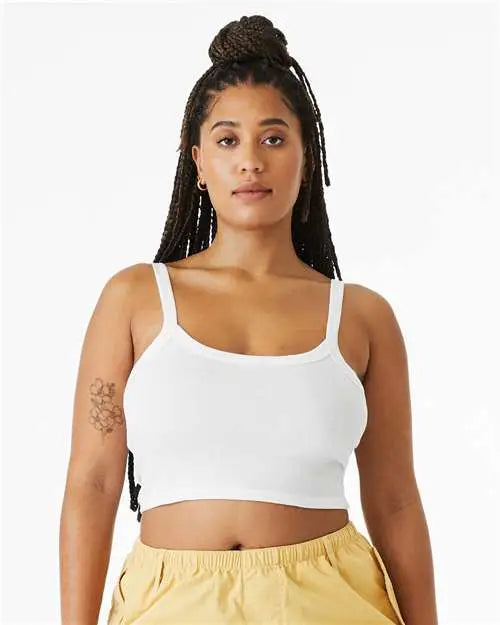 Bella + Canvas 1012c Women’s Micro Rib Spaghetti Strap Tank - 1012 - Solid White Blend