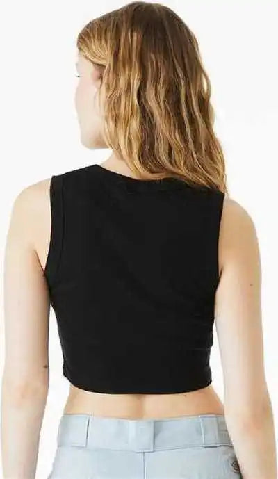 Bella + Canvas 1013 Women’s Micro Rib Muscle Crop Tank Solid Black Blend