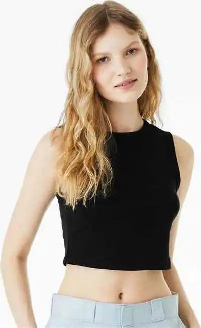 Bella + Canvas 1013 Women’s Micro Rib Muscle Crop Tank Solid Black Blend