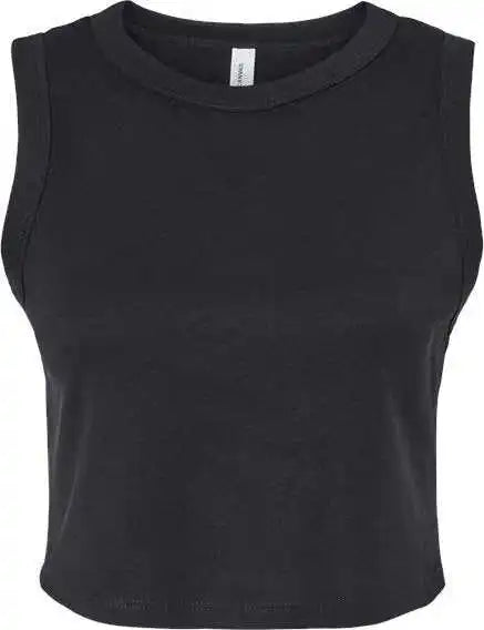 Bella + Canvas 1013 Women’s Micro Rib Muscle Crop Tank Solid Black Blend