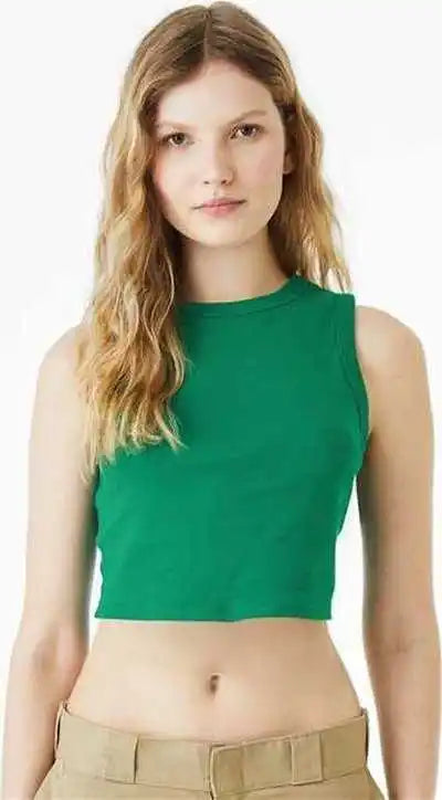 Bella + Canvas 1013 Women’s Micro Rib Muscle Crop Tank - Solid Kelly Blend