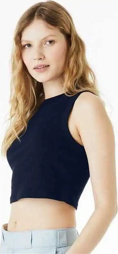 Bella + Canvas 1013 Women’s Micro Rib Muscle Crop Tank - Solid Navy Blend