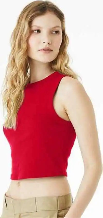 Bella + Canvas 1013 Women’s Micro Rib Muscle Crop Tank - Solid Red Blend