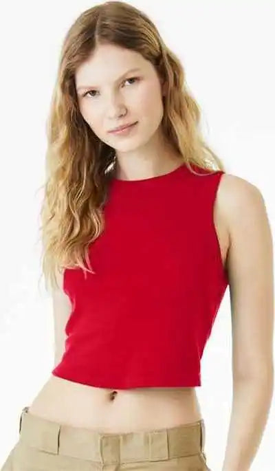 Bella + Canvas 1013 Women’s Micro Rib Muscle Crop Tank - Solid Red Blend