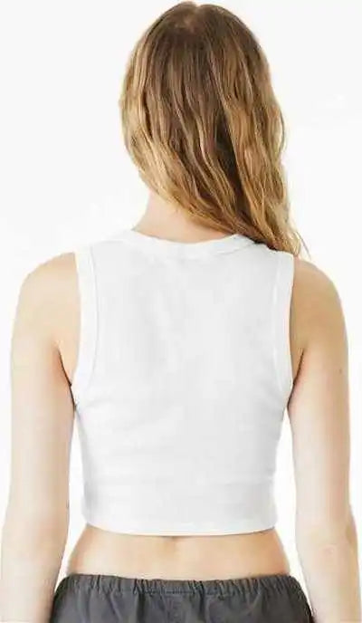 Bella + Canvas 1013 Women’s Micro Rib Muscle Crop Tank - Solid White Blend