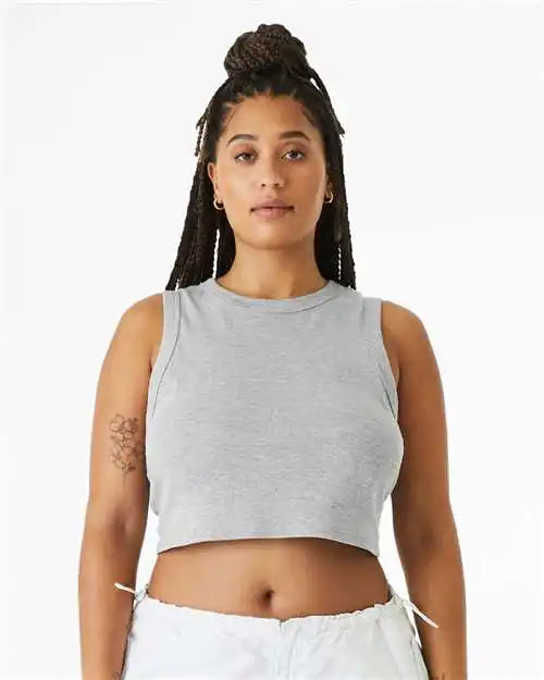 Bella + Canvas 1013c Women’s Micro Rib Muscle Crop Tank - 1013 - Athletic Heather