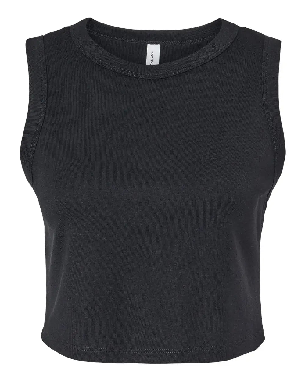 Bella + Canvas 1013c Women’s Micro Rib Muscle Crop Tank - 1013 - Solid Black Blend - Ladies Xs