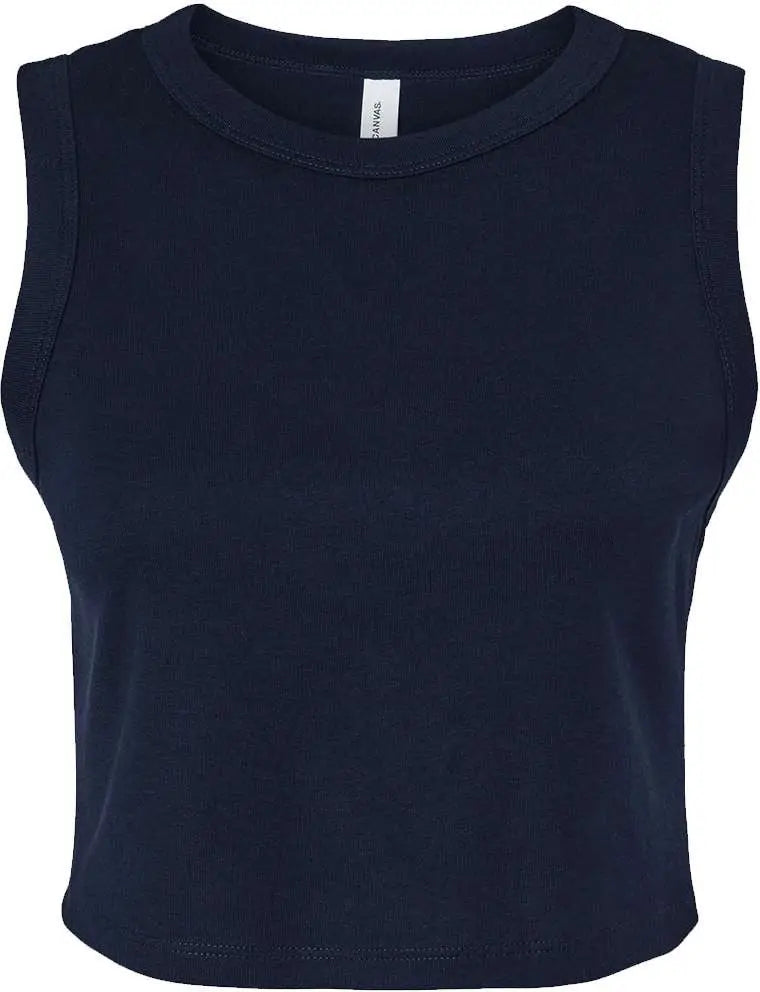 Bella + Canvas 1013c Women’s Micro Rib Muscle Crop Tank - 1013 - Solid Navy Blend - Ladies Xs
