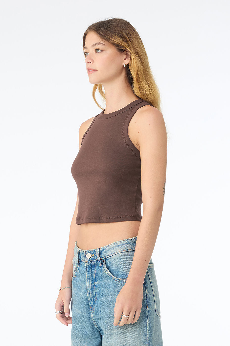 Bella + Canvas 1019 Women’s Micro Rib Racer Tank - Solid Cocoa Blend