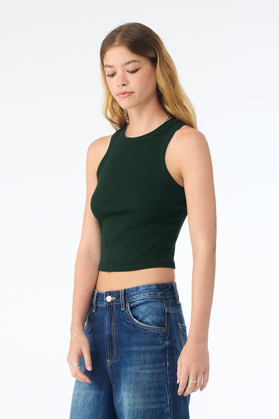 Bella + Canvas 1019 Women’s Micro Rib Racer Tank - Solid Forest Blend