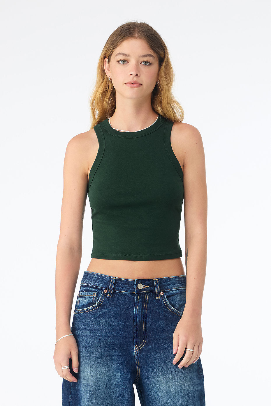 Bella + Canvas 1019 Women’s Micro Rib Racer Tank - Solid Forest Blend