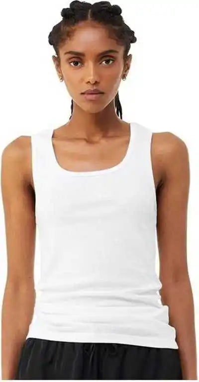 Bella + Canvas 1081 Women’s Micro Rib Tank Solid White Blend