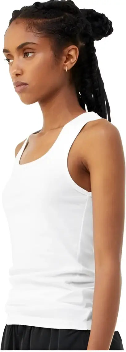 Bella + Canvas 1081 Women’s Micro Rib Tank - Solid White Blend