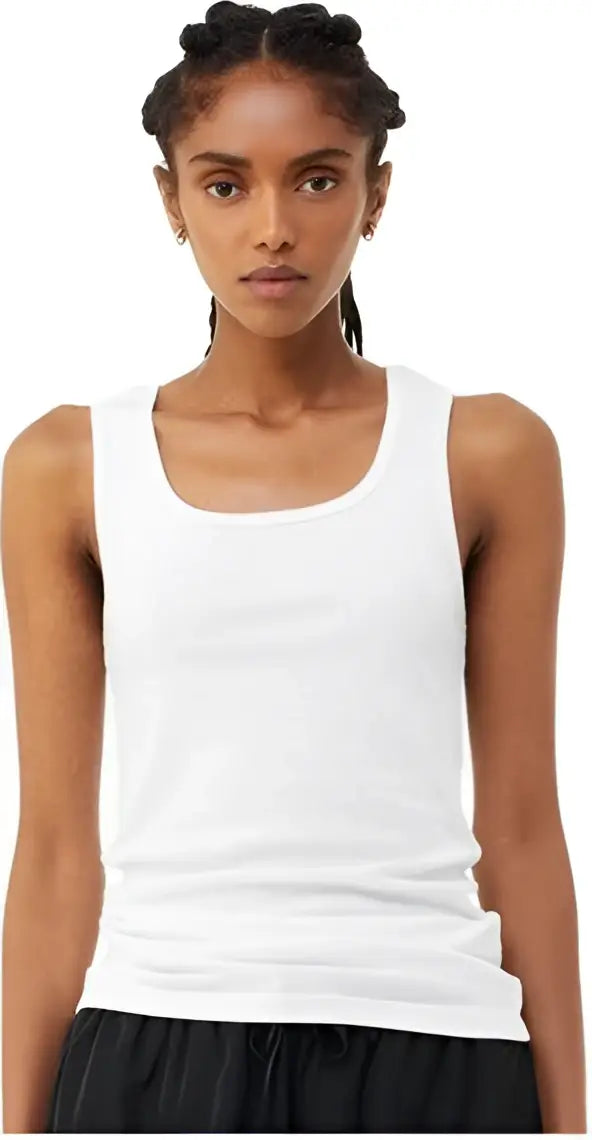 Bella + Canvas 1081 Women’s Micro Rib Tank - Solid White Blend