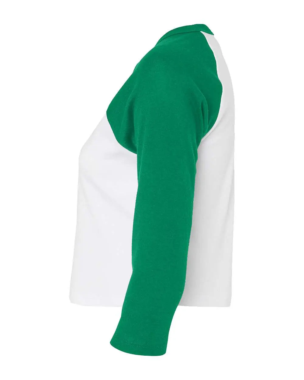 Bella + Canvas 1200 Women’s Micro Rib 3/4 Raglan Sleeve Baby Tee - White Kelly