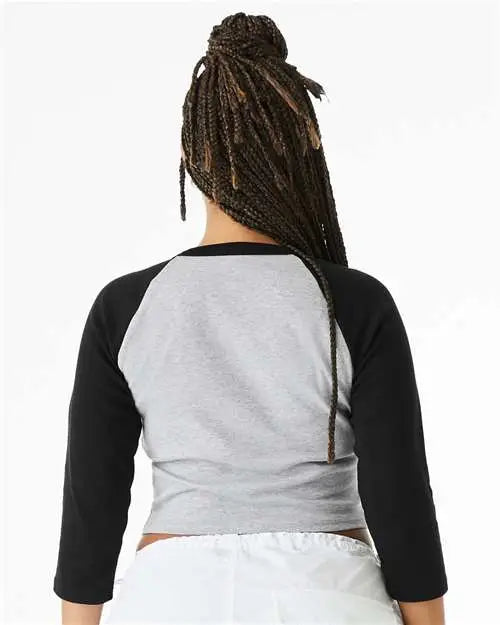 Bella + Canvas 1200 Women’s Micro Rib 3/4 Raglan Sleeve Baby Tee - Athletic Heather Black