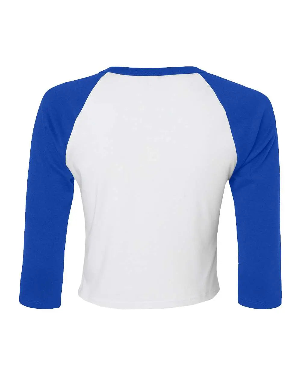 Bella + Canvas 1200 Women’s Micro Rib 3/4 Raglan Sleeve Baby Tee - White True Royal - Xs