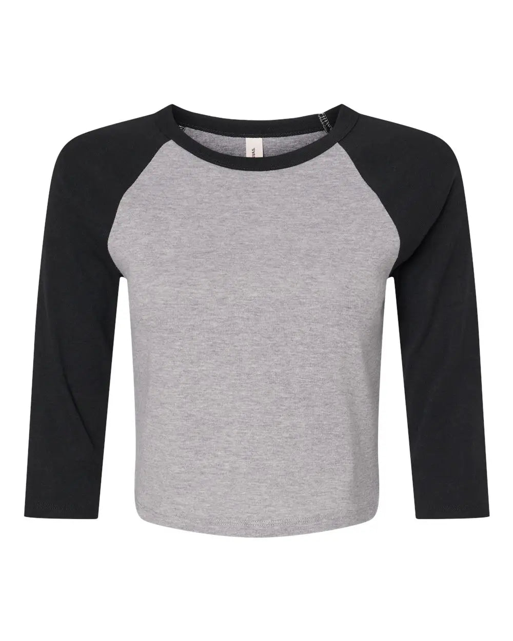 Bella + Canvas 1200 Women’s Micro Rib 3/4 Raglan Sleeve Baby Tee - Athletic Heather Black - Xs