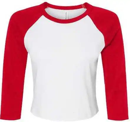 Bella + Canvas 1200 Women’s Micro Rib 34 Raglan Sleeve Baby Tee - White Red